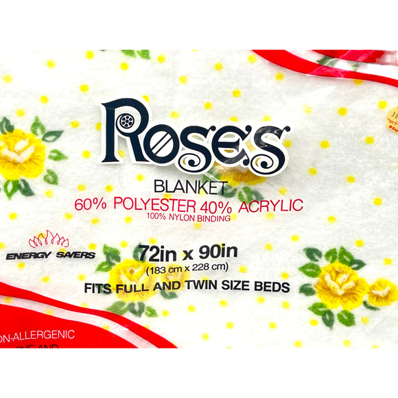 Charles D Owen Yellow Roses Satin Trim Non Allergenic Full/Twin Blanket 72"x90" - Picture 2 of 5